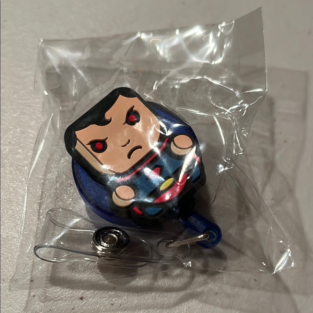 Superhero Badge Reel with Clip. Superman  for women or men.